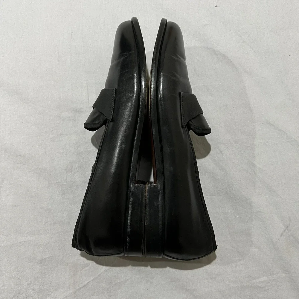 Salvatore Ferragamo Mens Black Leather Formal Slip-On Tuxedo Loafer Shoes 11D